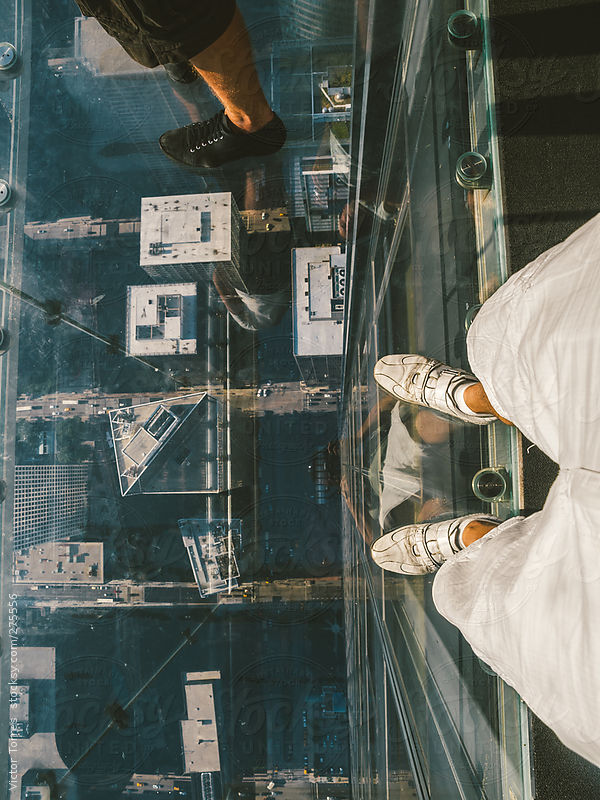 View from Willis Tower observation deck straight down